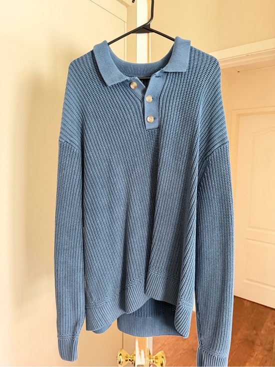 Abercrombie & Fitch Other - Abercrombie & Fitch Light Blue Ribbed Knit Polo Crewneck Sweater